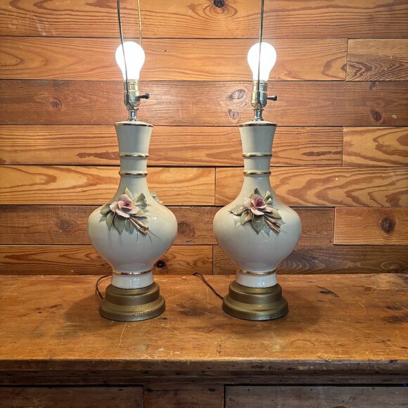 Vintage Bone China Lamps 1950's - Picture 1 of 8